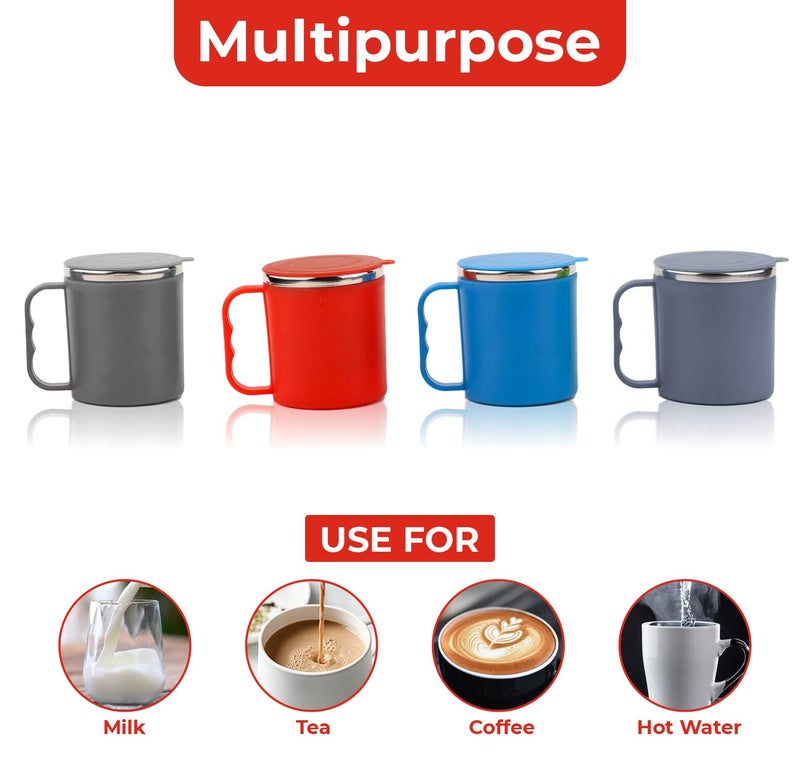 PANCA Coffee Mug with Lid Insulated Stainless Steel for Tea Milk Mug Inner Stylist Double Wall Cup for Home Office Restaurant Use Gift Pack of 1 - Image 3