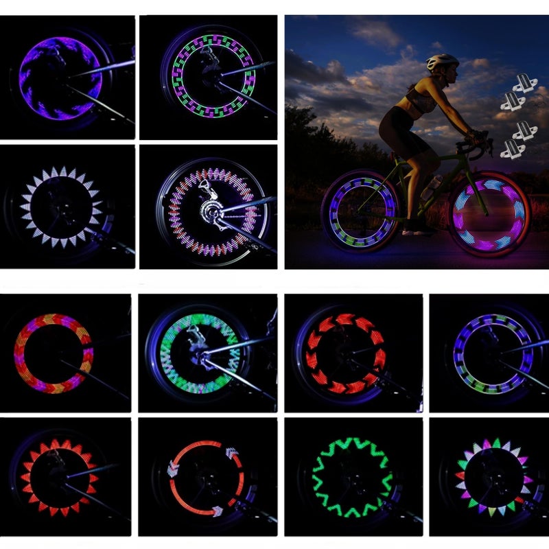 DAWAY Led Bike Wheel Lights - Bright Bicycle Spoke Lights (2 Pack), Safety Tire Lights for Night Riding, Fun Gifts for Kids Adults, Cool Bike Light Decoration Accessories with Batteries, 30 Patterns - Image 1