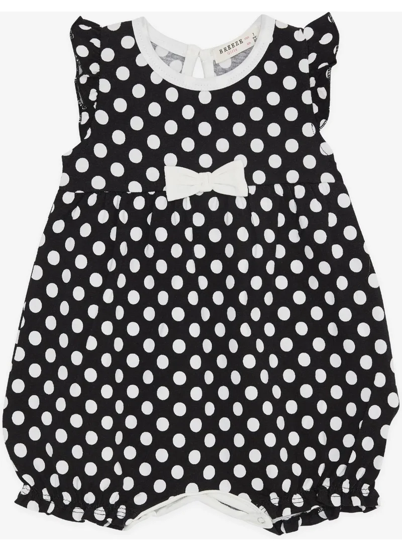 Breeze Baby Girl Short Overalls Polka Dot Bow 4 Months-1.5 Years, Black