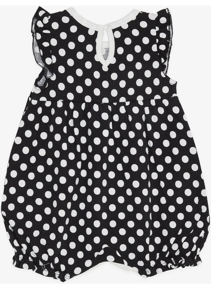 Breeze Baby Girl Short Overalls Polka Dot Bow 4 Months-1.5 Years, Black