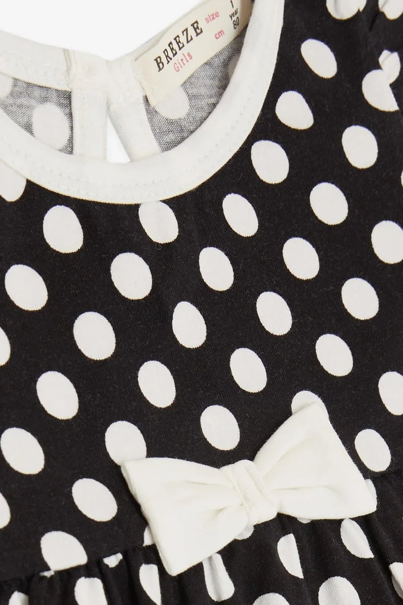Breeze Baby Girl Short Overalls Polka Dot Bow 4 Months-1.5 Years, Black