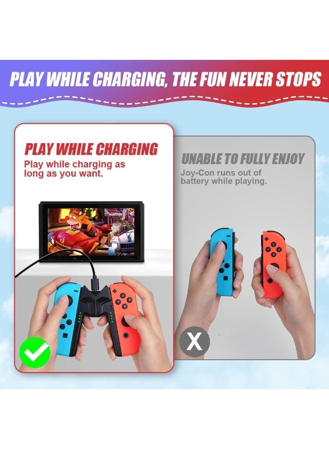 AOLION Joycons Charging Grip, Efficient Charging Grip Controller Holder, V-Shaped Game Handle, Controller Portable Holder for Joy Con Switch - Image 5
