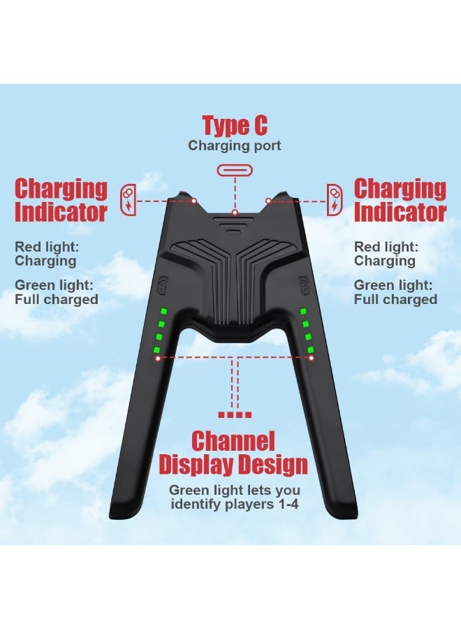 AOLION Joycons Charging Grip, Efficient Charging Grip Controller Holder, V-Shaped Game Handle, Controller Portable Holder for Joy Con Switch - Image 3