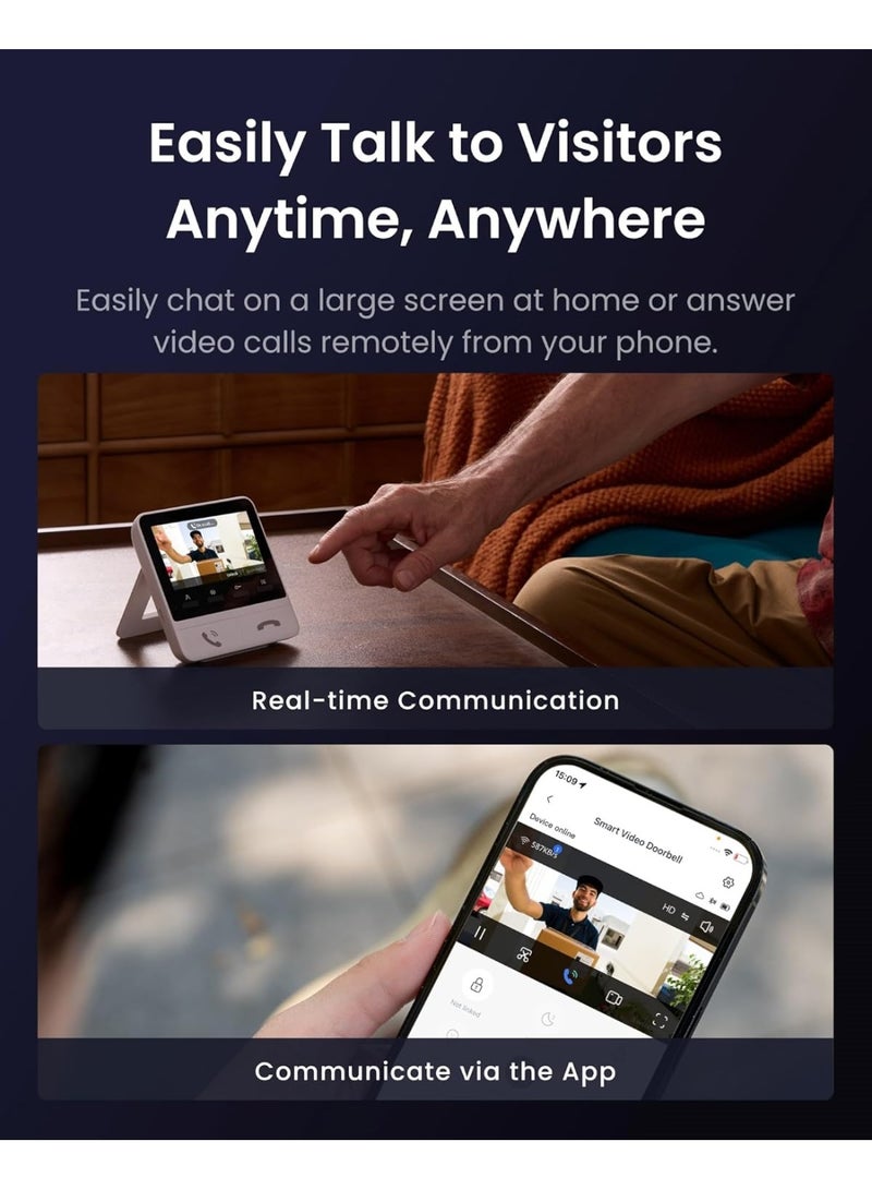SwitchBot Video Doorbell Camera Wireless with Monitor, No Subscription, 4.3 Inch Screen, Battery Powered, Head-to-Toe View, 2K FHD, 2-Way Audio, Motion Detection, Works with Alexa/Goole/Home Assistant - Image 4