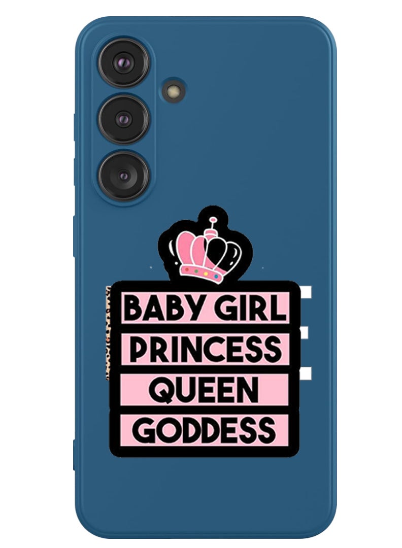 Protective Slim Fit Case Liquid Silicone Cover with Full Body Protection Anti-Scratch Shockproof Case For Samsung Galaxy S24 (Blue) - Baby Girl Princess