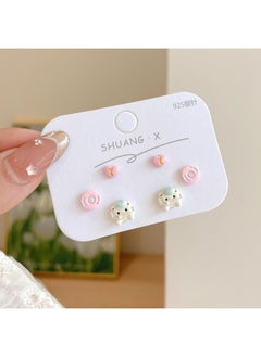 Cartoon Dopamine Color Butterfly Earrings Women's Silver Needle Contrast Design Small And Exquisite Cute Animal
