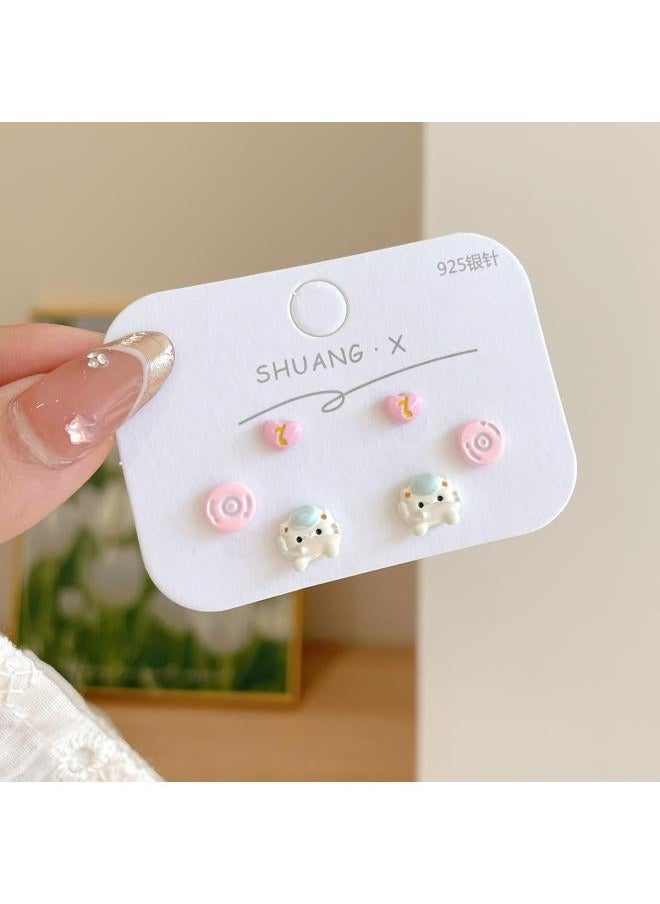 NIBEMINENT - Cartoon Dopamine Color Butterfly Earrings Women's Silver Needle Contrast Design Small And Exquisite Cute Animal - Image 1