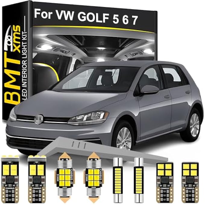 BMT xms 14 Pieces Led Interior Light Kit Replacement For Volkswagen Vw Golf 5 6 7 Mk5 Mk6 Mk7 V Vi Vii 20042018 6000K Cool White Bulbs - Image 1