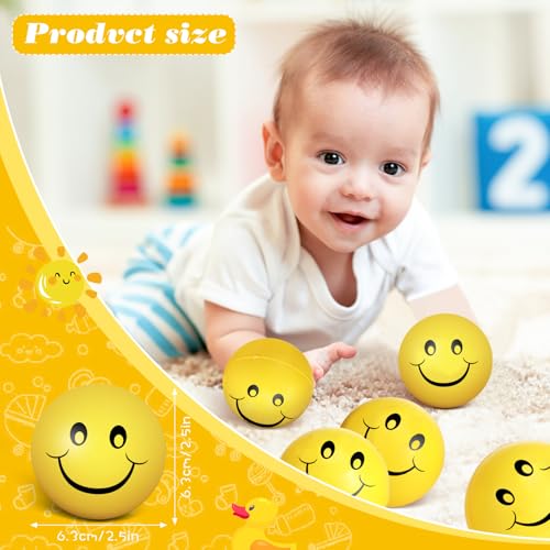 Vinsot 100 Pcs 25 Inch Yellow Smile Face Stress Balls Bulk Happy Smile Stress Relief Balls Mini Funny Foam Toy Funny Toys for Teens Adults Carnival Christmas Bag Fillers - Image 5