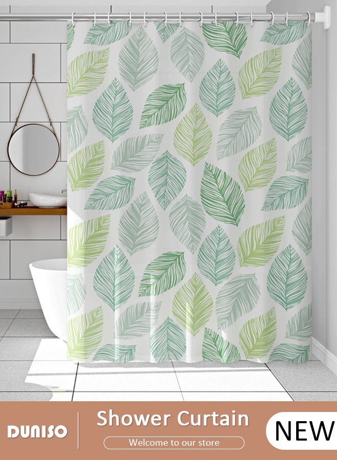 PEVA Shower Curtain For Bathroom,Waterproof, Anti mold,Non Perforated Only The Curtain 180CM*180CM,Banana Leaves Printed - Image 1