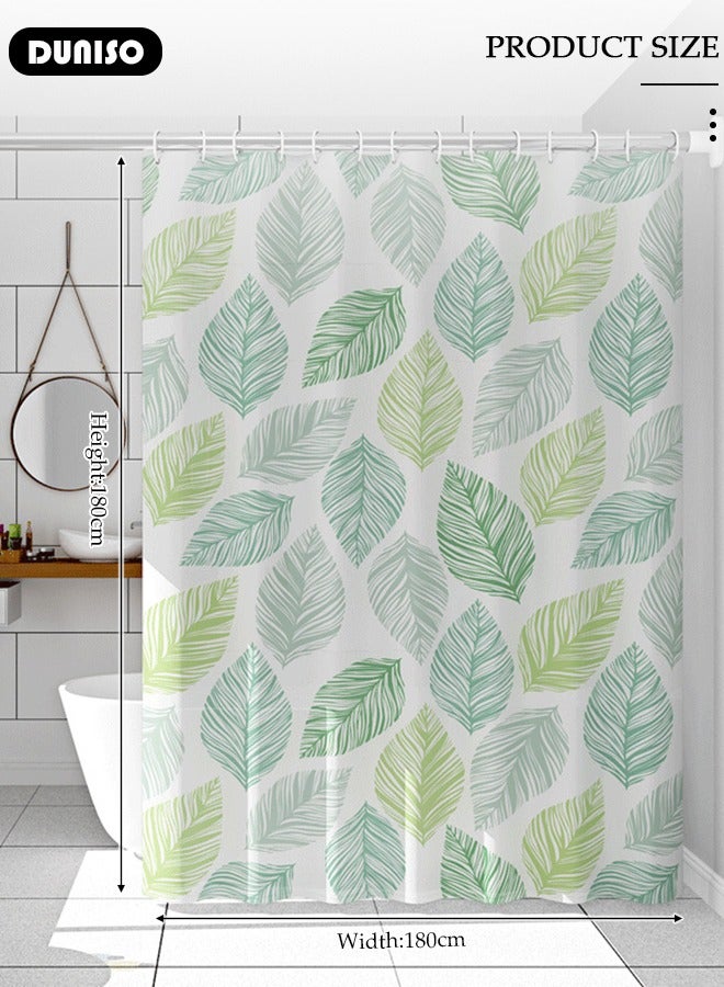 PEVA Shower Curtain For Bathroom,Waterproof, Anti mold,Non Perforated Only The Curtain 180CM*180CM,Banana Leaves Printed - Image 4