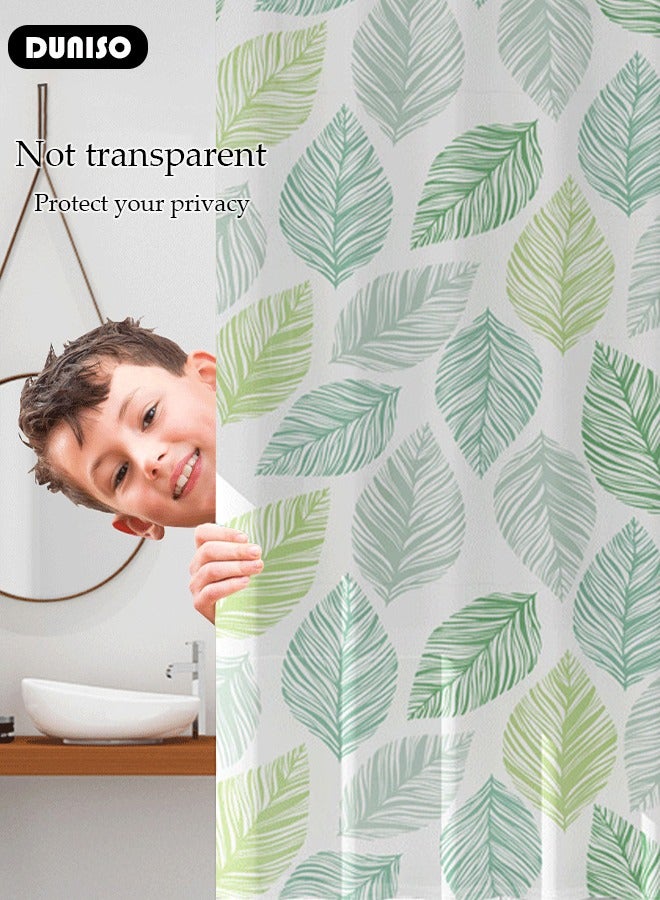 PEVA Shower Curtain For Bathroom,Waterproof, Anti mold,Non Perforated Only The Curtain 180CM*180CM,Banana Leaves Printed - Image 3