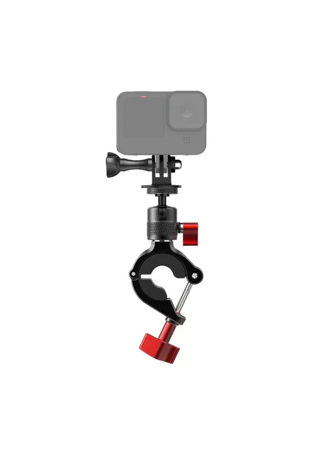 Black Aluminum Bicycle Motorcycle Handlebar Mount For Sport Camera 360 Rotation - Image 3