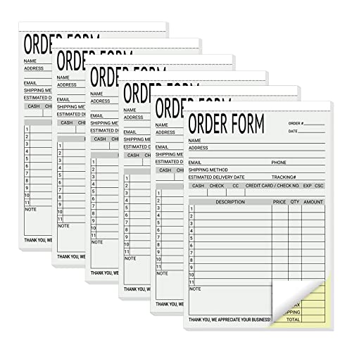 suituts 6 Pack Sales Order Books Work Order Form Pads, 2 Part Carbonless, 5.5 x 8.5 Inch Invoice Receipt Book for Small Business(50 Sets Per Book) - Image 1