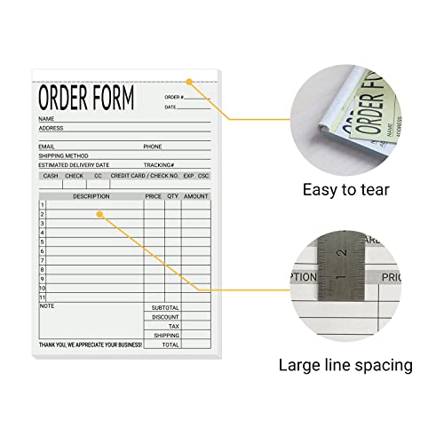 suituts 6 Pack Sales Order Books Work Order Form Pads, 2 Part Carbonless, 5.5 x 8.5 Inch Invoice Receipt Book for Small Business(50 Sets Per Book) - Image 4