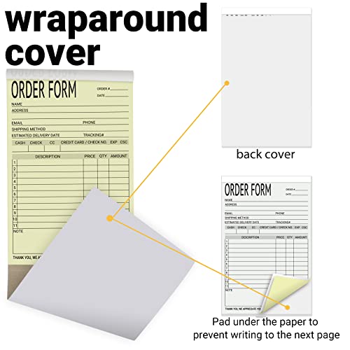 suituts 6 Pack Sales Order Books Work Order Form Pads, 2 Part Carbonless, 5.5 x 8.5 Inch Invoice Receipt Book for Small Business(50 Sets Per Book) - Image 3