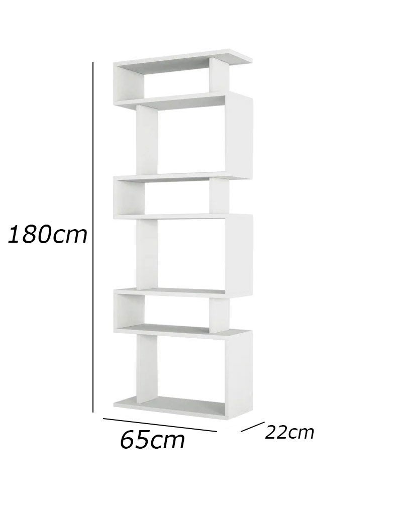 فرنتشر ستور مكتبة مودرن ، ارتفاع 180 سم - عرض 65 سم - عمق 22 سم - تصميم بسيط و مودرن ، مصنوعة من ال MDF عالي الجودة مع طبقة ملامين خارجية من اللون الأبيض المطفي، من فرنتشر ستور. - Image 4