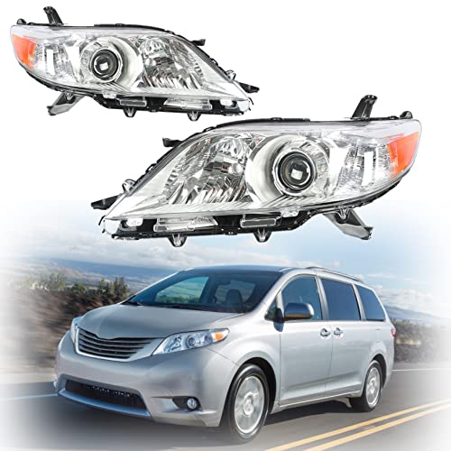 2Pack Headlight Assembly Halogen Headlamps Replacement for Sienna 20112013 Left  Right