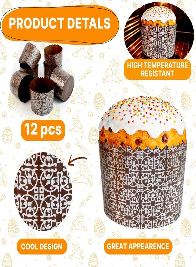 BIOL 12 oz Easter Bread Paper Molds for Baking 12 Pack - Easter Bread Paper Mold Silver Design - Kulich Paska Panettone Paper Mold - Image 3