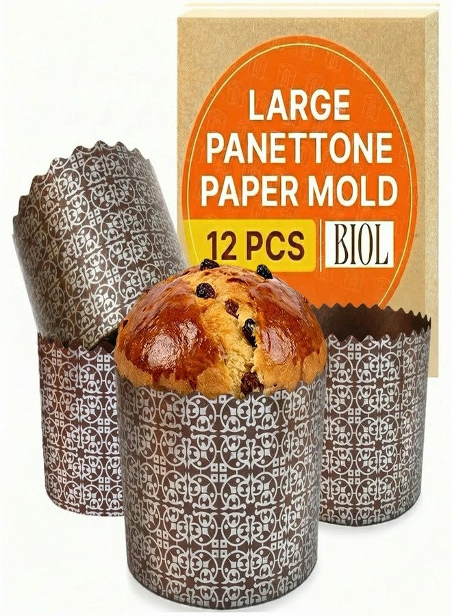BIOL 12 oz Easter Bread Paper Molds for Baking 12 Pack - Easter Bread Paper Mold Silver Design - Kulich Paska Panettone Paper Mold - Image 1