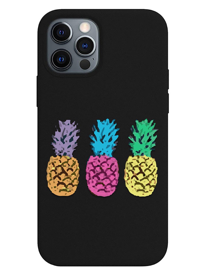 Theodor Protective Slim Fit Case Liquid Silicone Cover with Full Body Protection Anti-Scratch Shockproof Case For iPhone 12 Pro Black  - FORZA145 Croissant B - Image 1