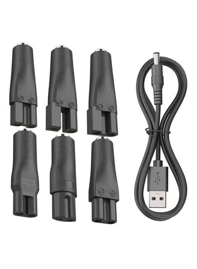 Shaver Charger, 6 Pcs Universal Shaver Converter, 6 Unique Head Shape Power Cord Supply Adapter, DC Connector, Beard Trimmer Charger, Men's Razor Charger Cable Kit, Multi-Functional Charging - Image 1
