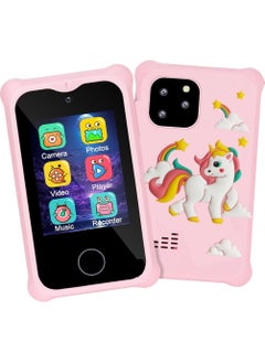 HJB VISSO Kids Smart Phone Toys for Girls Ages 3~7 with Dual Camera Touchscreen Toddler Phone Toys with Learning Games MP3 Music Player for Birthday Gifts, 32GB SD Card  - Image 1