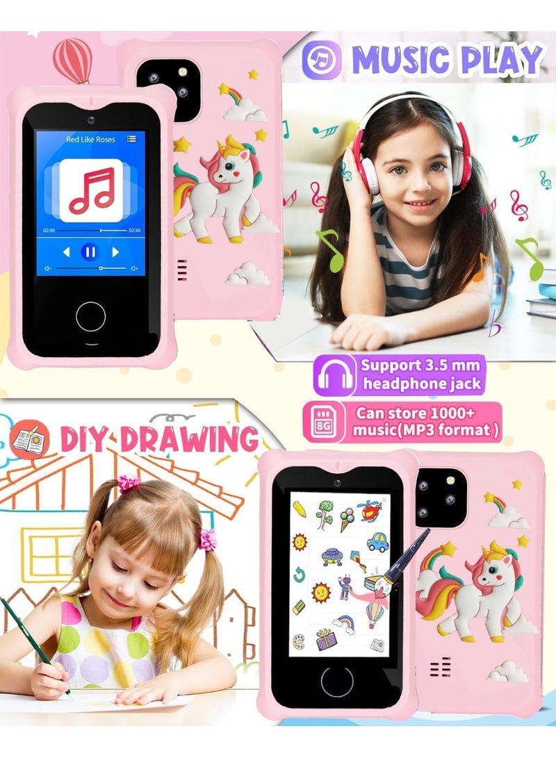 HJB VISSO Kids Smart Phone Toys for Girls Ages 3~7 with Dual Camera Touchscreen Toddler Phone Toys with Learning Games MP3 Music Player for Birthday Gifts, 32GB SD Card  - Image 4