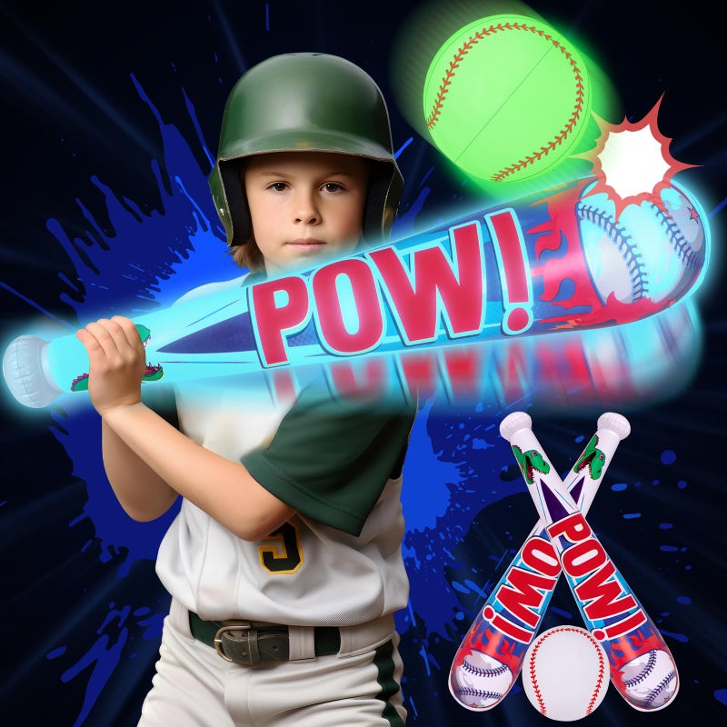 Geefuun Pool Toys Beach Games for Kids Inflatable Baseball with LED Lightup Glow in The Dark Bat Party Outdoor Boys Ages 812 Water - Image 3