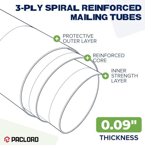 Paclord 4" x 12" Reinforced Kraft Paper Mailing Tube (Pack of 1) with 2 Caps - Image 4