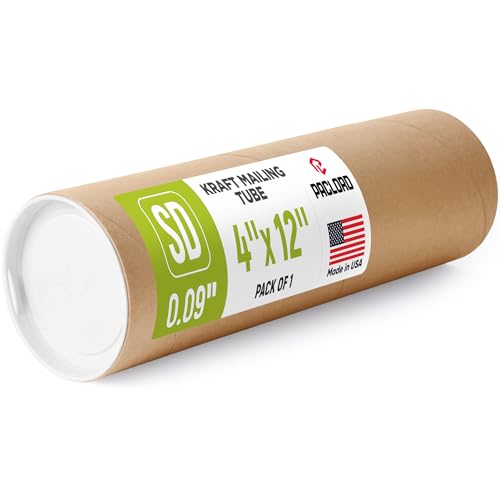 Paclord 4" x 12" Reinforced Kraft Paper Mailing Tube (Pack of 1) with 2 Caps - Image 1