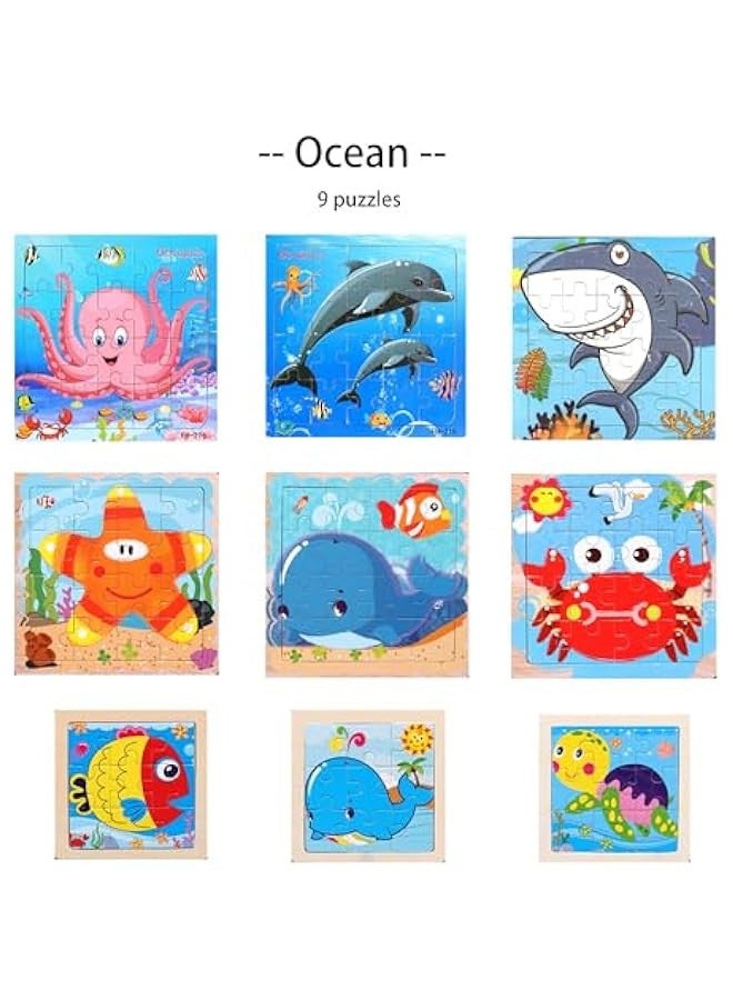 MAISHEKE Wooden Puzzles for Kids Ages 4-6,9 Packs Total 135 Pcs Ocean Theme Jigsaw Puzzles for Kids Ages 6-8,Preschool Educational Toys Gifts for Children Ages 4-8,with Self-Sealing Bag for Storage  - Image 2