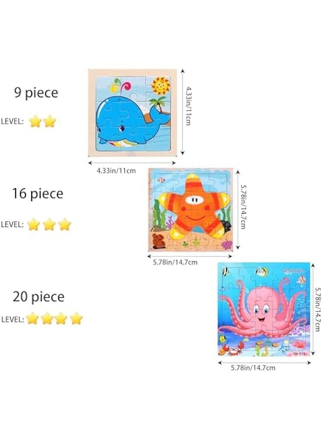 MAISHEKE Wooden Puzzles for Kids Ages 4-6,9 Packs Total 135 Pcs Ocean Theme Jigsaw Puzzles for Kids Ages 6-8,Preschool Educational Toys Gifts for Children Ages 4-8,with Self-Sealing Bag for Storage  - Image 3