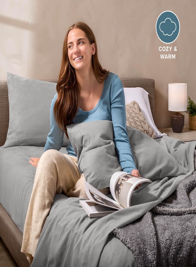 Bare Home Super Soft Fleece Sheet Set - Full Size - Extra Plush Polar Fleece, No-Pilling Bed Sheets - All Season Cozy Warmth (Full, Light Grey) - Image 3