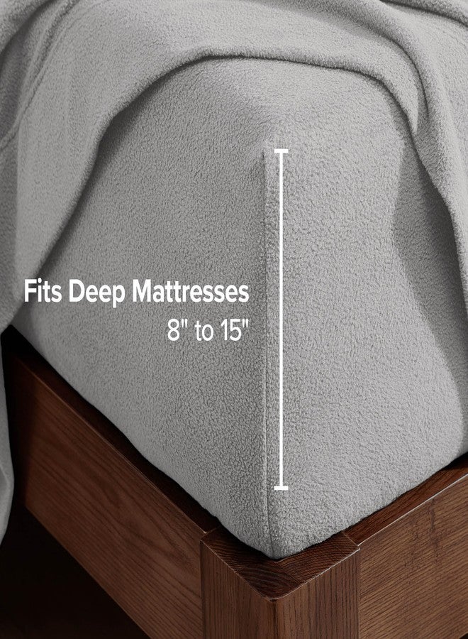 Bare Home Super Soft Fleece Sheet Set - Full Size - Extra Plush Polar Fleece, No-Pilling Bed Sheets - All Season Cozy Warmth (Full, Light Grey) - Image 5