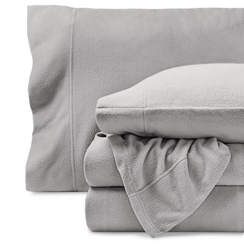 Bare Home Super Soft Fleece Sheet Set - Full Size - Extra Plush Polar Fleece, No-Pilling Bed Sheets - All Season Cozy Warmth (Full, Light Grey) - Image 1
