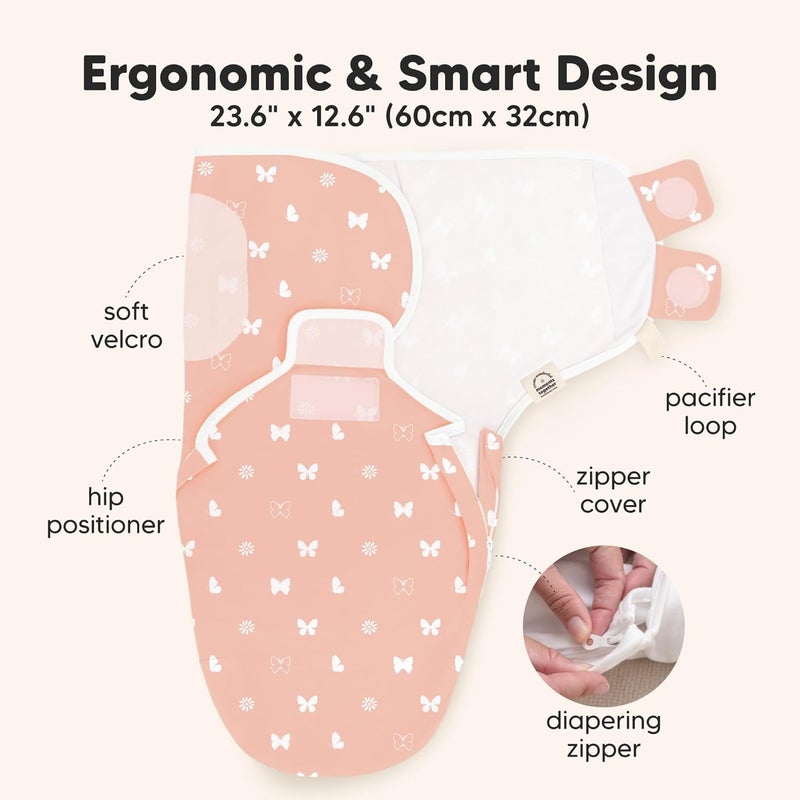 KeaBabies 3-Pack Baby Swaddle Sleep Sack with Zipper - Newborn Wearable Blanket, Easy Change Wrap for 3-6 Months (Butterflies, L) - Image 3
