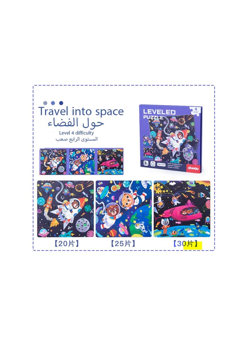 XiuWoo Advanced Folding Magnetic Jigsaw Puzzle 3-In-1 Children's Early Education Puzzle Toy Travel Into Space  - Image 1
