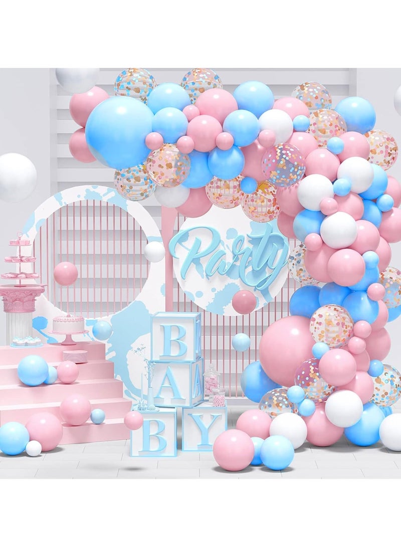 Gender Reveal Balloons Beautiful Confetti Latex Balloons for Baby Shower Decorations 35 Pack 12 Inch with 2 x 10m Ribbons Pink and Blue - Image 3