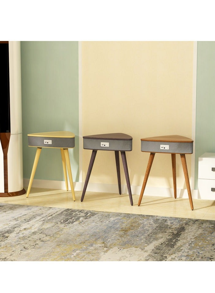 Smart End Table with Bluetooth Speaker, Smart Coffee Table with Wireless Charger, Smart Table with USB Charging Ports, Round Side Table for Bedroom, Living Room, Office