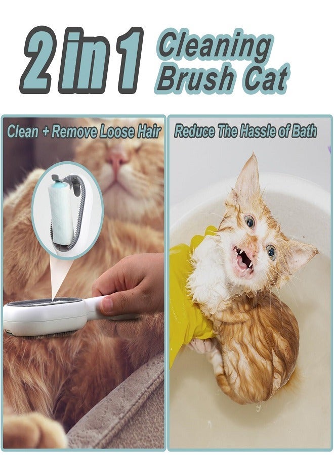 Cat Hair Brush with Water, Sticky Brush 2.0 for Cats, Pet Hair Removal Comb with Water Tank, Wet Cat Comb, 2 in 1 Cleaning Brush Cat, Pet Hair Cleaner Brush for Cats (Towels Not Included) - Image 2