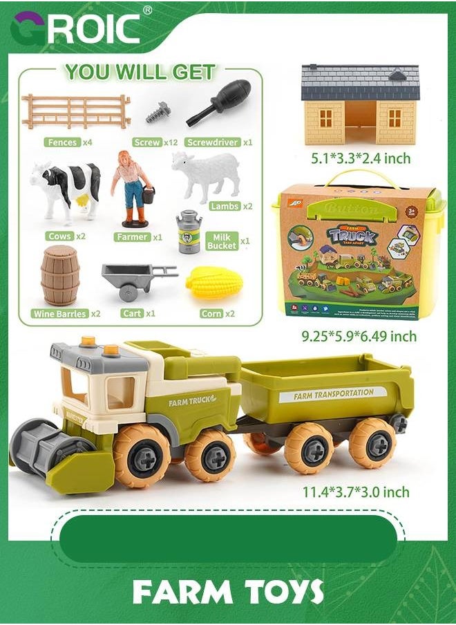 GROIC Toddler Toys Farm Animal Toys,Take Apart Vehicle Combine Harvester with Trailer for Kids, Educational Pretend Toy Playsets,Children Pretend Toys  - Image 2