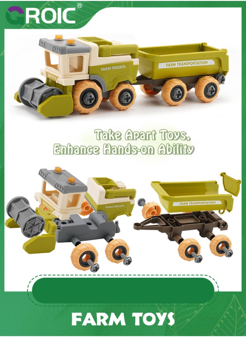 GROIC Toddler Toys Farm Animal Toys,Take Apart Vehicle Combine Harvester with Trailer for Kids, Educational Pretend Toy Playsets,Children Pretend Toys  - Image 4