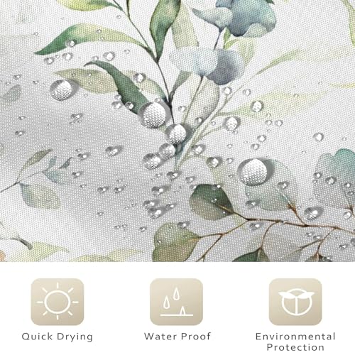 GCIREC Eucalyptus Leaf Shower Curtains, Sage Green Spring Botanical Watercolor Plants Bathroom Curtains Bathtub Home Decor Waterproof Fabric Machine Washable with 12 PCS Hooks - Image 4