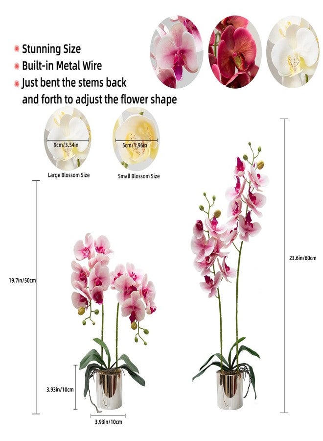 CXGS Artificial Orchid Flowers Light Pink Faux Orchids with Ceramic Vase Vivid Fake Phalaenopsis Flower Arrangement Gorgeous Artificial Plants for Wedding Party Exhibition Center Home Decor - Image 4