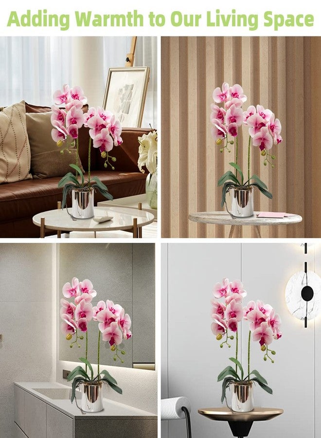 CXGS Artificial Orchid Flowers Light Pink Faux Orchids with Ceramic Vase Vivid Fake Phalaenopsis Flower Arrangement Gorgeous Artificial Plants for Wedding Party Exhibition Center Home Decor - Image 3