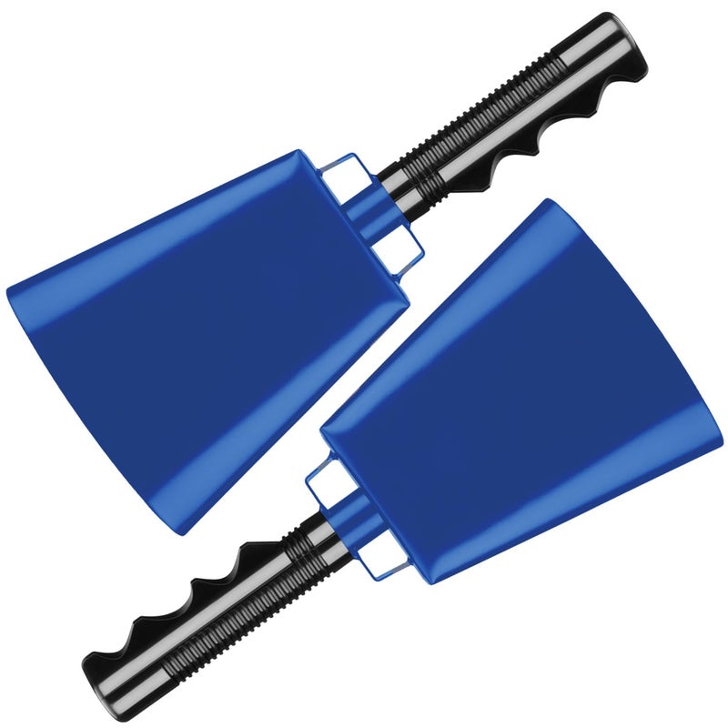 Deke Home 2 Pack 10 Inch Steel Cowbells with Handle Loud Noise Makers for Football Sports Parties Competitions School Spirit Safety Large Hand Bell for Cheering Percussion Instrument