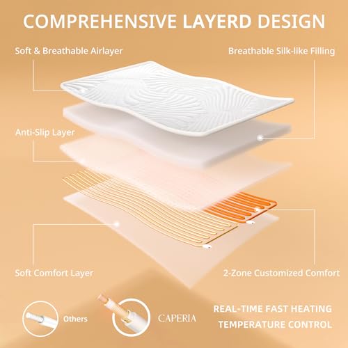 Caperia Heated Mattress Pad Queen, Electric Mattress Pad Bed Warmer with 9 Heat Settings, Memory Function, 1-12 Hours Auto Off, Deep Pocket, Machine Washable, 60"x 80" - Image 4