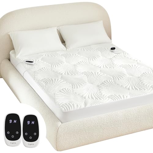 Caperia Heated Mattress Pad Queen, Electric Mattress Pad Bed Warmer with 9 Heat Settings, Memory Function, 1-12 Hours Auto Off, Deep Pocket, Machine Washable, 60"x 80" - Image 1