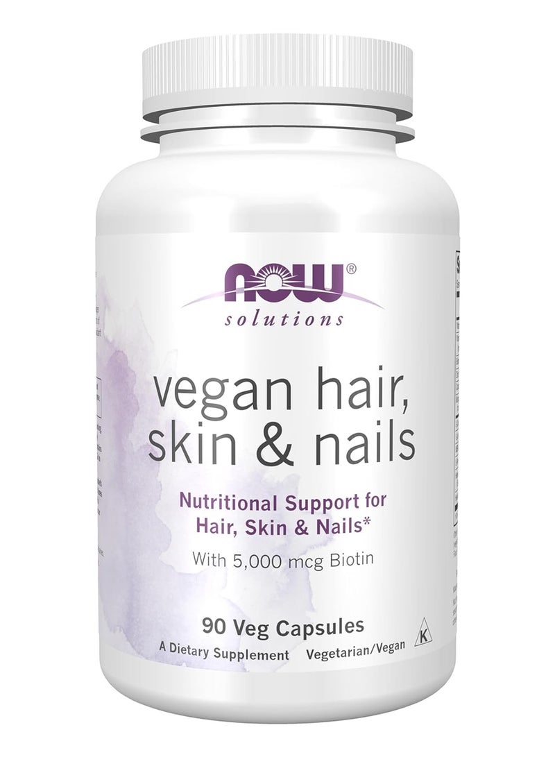 now Vegan Hair Skin And Nails Nutritional Support With 5 000 Mcg Biotin 90 Veg Capsules - Image 1